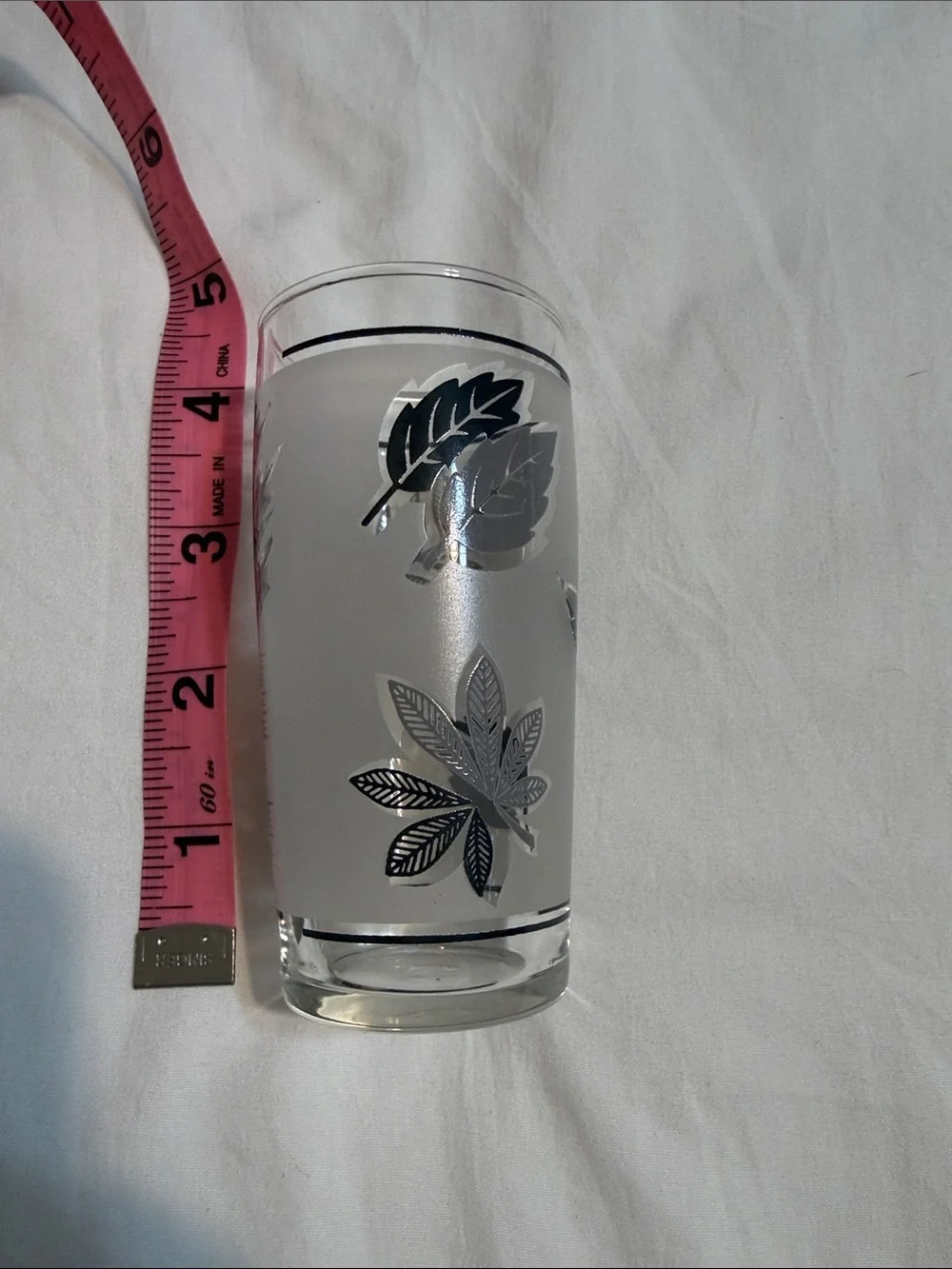 Vintage Libbey Frosted Silver Foliage Glasses - Set of 8 (Clear/Black)